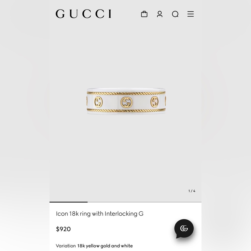 Gucci icon collection 18k gold ring size 7 $920 - Picture 8 of 10